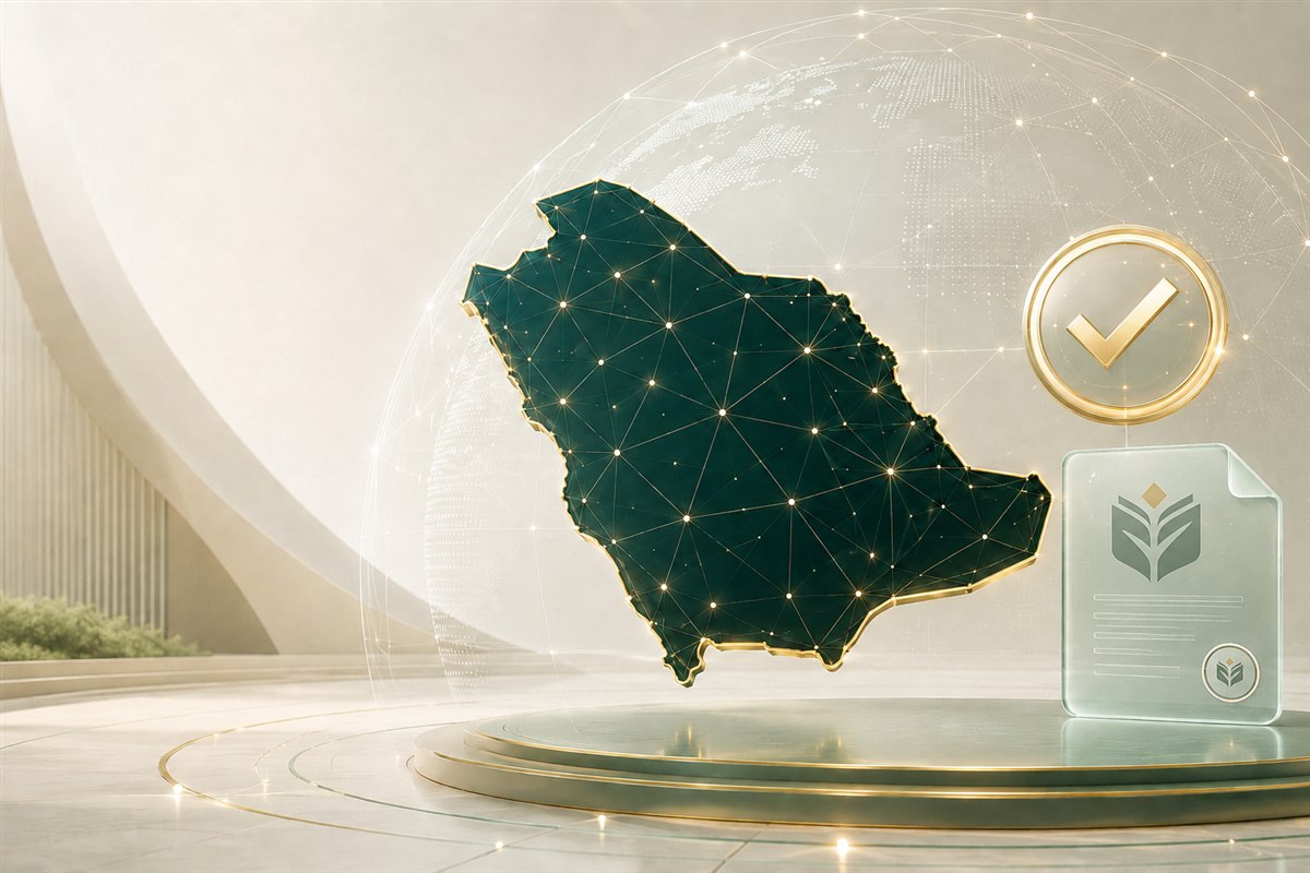 خريطة المملكة العربية السعودية ضمن شبكة رقمية موثوقة